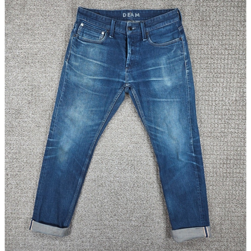 Denham Razor Slim Fit Selvedge Denim Jeans Blue Mens Size 32x31  Fade - Picture 2 of 13